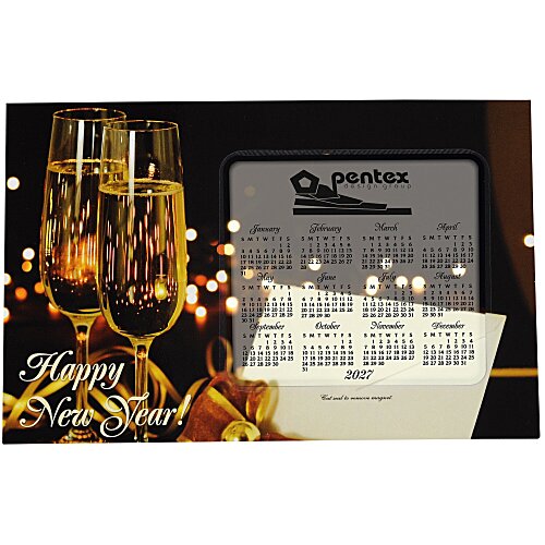 Greeting Card with Magnetic Calendar - Champagne Main Image