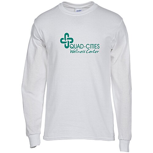 Gildan 5.3 oz. Cotton LS T-Shirt - Screen - White Main Image