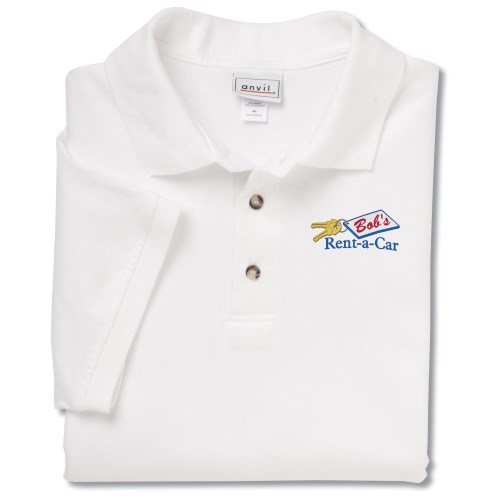 Anvil 100% Cotton Jersey Polo - Emb - White Main Image