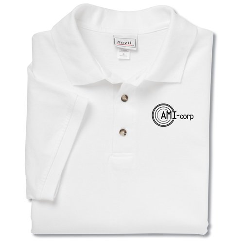 Anvil 100% Cotton Jersey Polo - Screen - White Main Image