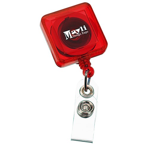 Economy Retractable Badge Holder - Square - Translucent Main Image