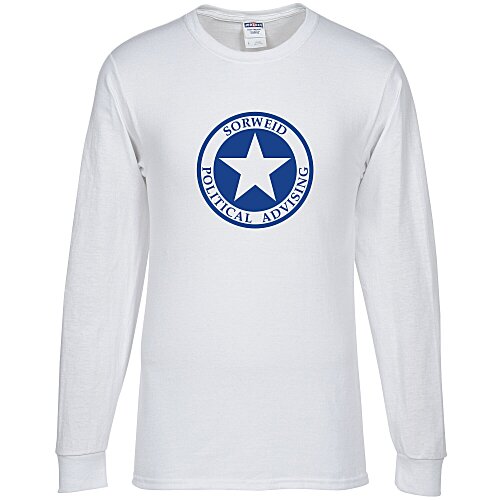 Jerzees Dri-Power 50/50 LS T-Shirt - White - Screen Main Image
