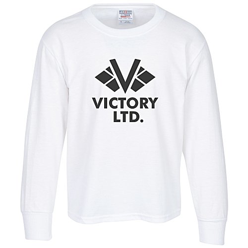 Jerzees Dri-Power 50/50 LS T-Shirt - Youth - White - Screen Main Image