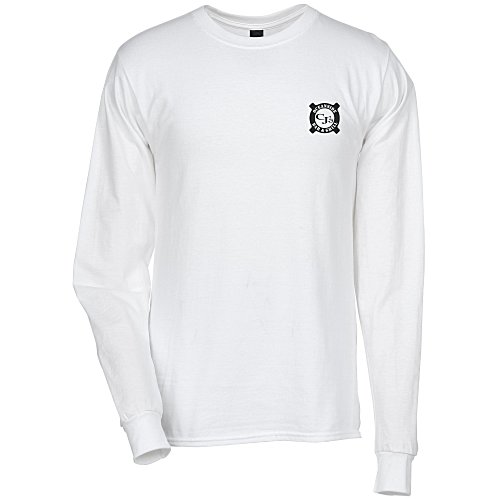 Hanes Beefy-T LS - Screen - White Main Image