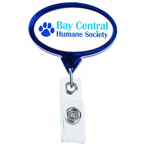 Retractable Badge Holder - Oval - Chrome Finish Main Image