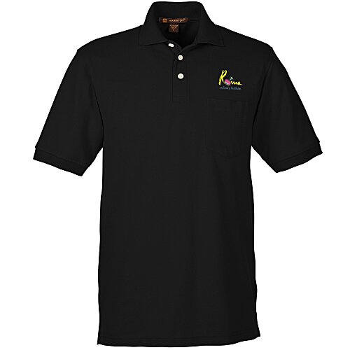 Harriton 5.6 oz. Easy Blend Pocket Polo Main Image