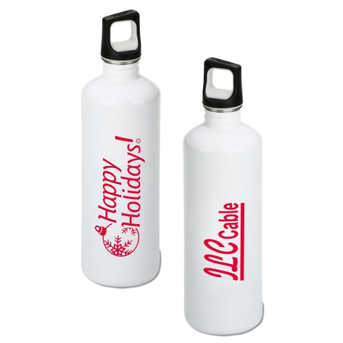 h2go Stainless Bottle - 24 oz. - Happy Holidays - White Main Image