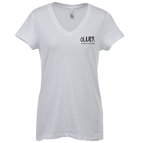 Bella+Canvas V-Neck Jersey T-Shirt - Ladies' - White - Screen Main Image
