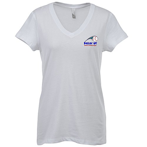 Bella+Canvas V-Neck Jersey T-Shirt - Ladies' - White - Embroidered Main Image