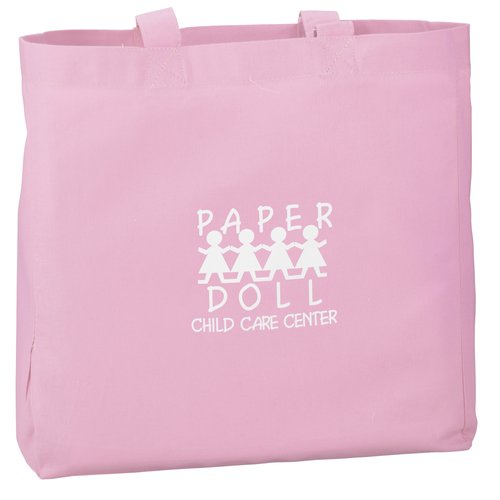 V Natural Colored Gusseted Cotton Organic Tote - Closeout Main Image