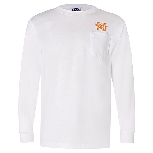 Bayside LS Pocket T-Shirt - White Main Image