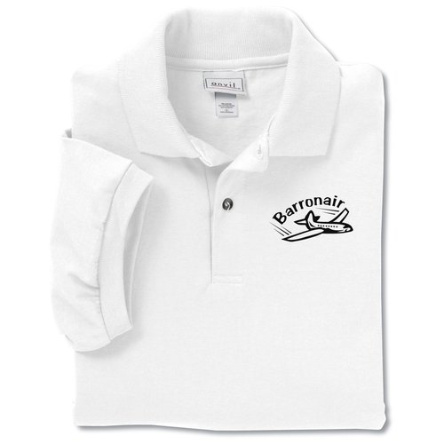 Anvil 50/50 Jersey Knit Polo - Screen - White Main Image