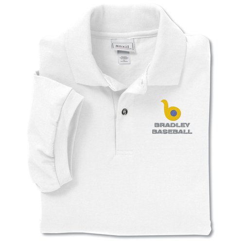 Anvil 50/50 Jersey Knit Polo - Embroidered - White Main Image