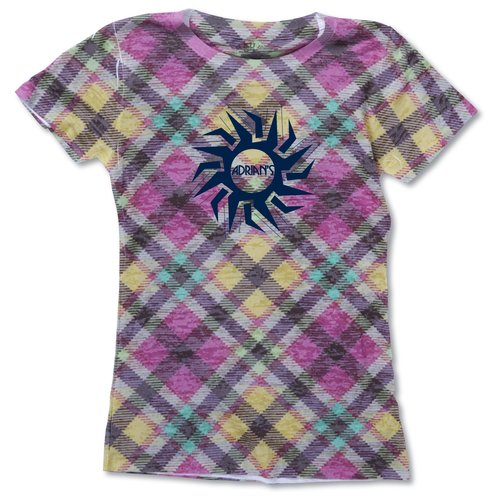 Blue 84 Juniors' Burnout Sublimated Tee - Tartan Plaid Main Image