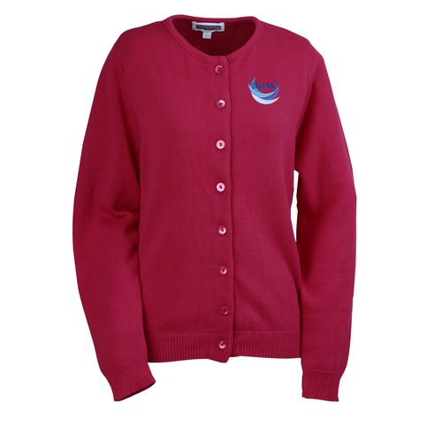 Jersey Stitch Crew Neck Cardigan Sweater - Ladies' Main Image