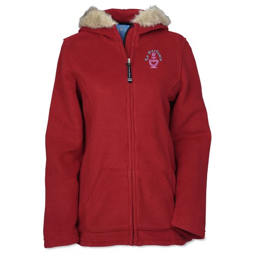 Faux Fur Trimmed Fleece Hoodie Main Image