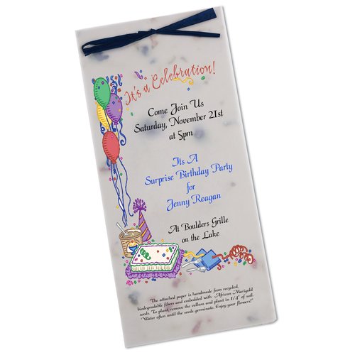 Seeded Invitation/Program - 9" x 4" - Forget Me Not Main Image