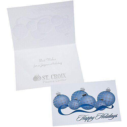 Blue & Silver Ornaments Greeting Card Main Image