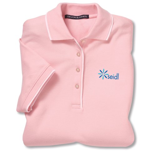 Devon & Jones Tipped Pique Polo - Ladies' - Closeout Main Image