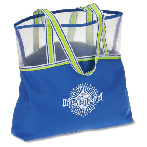 Color Band Mesh Top Tote Main Image