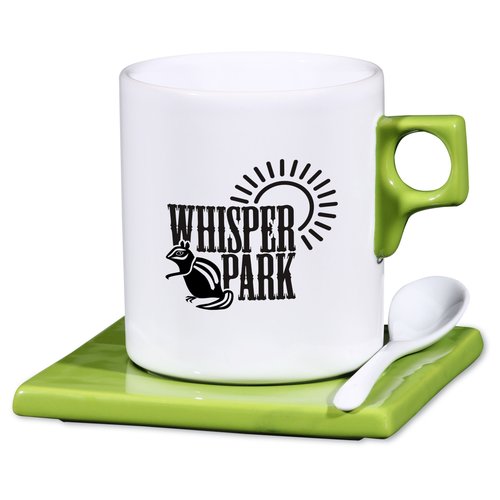 Square Root Saucer Mug w/Spoon - 11 oz. Main Image
