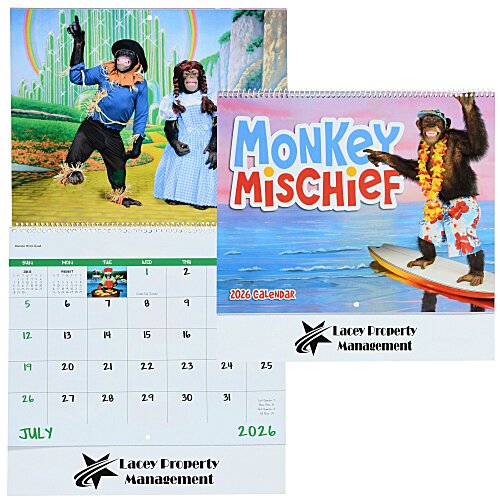 Monkey Mischief Calendar - Spiral Main Image