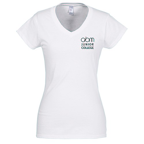Gildan Softstyle V-Neck T-Shirt - Ladies' - White - Screen Main Image