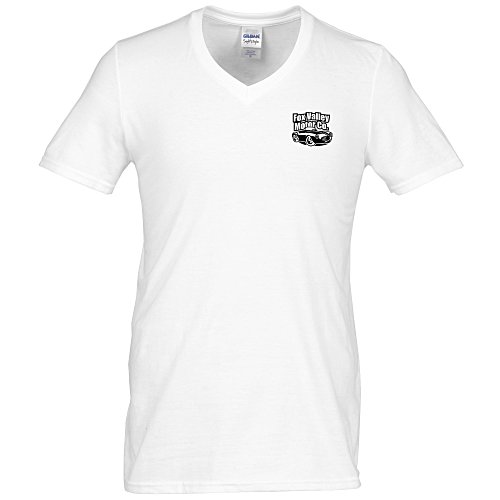 Gildan Softstyle V-Neck T-Shirt - Men's - White - Screen Main Image