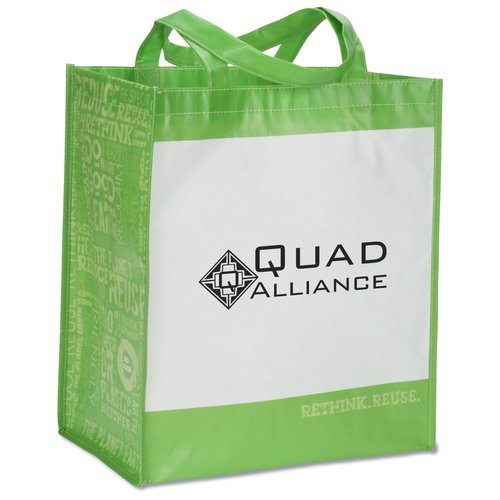 Inspirations Laminated Grocery Tote - 15" x 13" -  Green Main Image