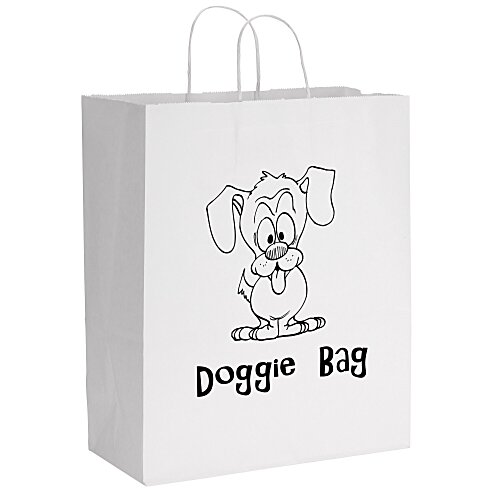 White Kraft Paper Shopping Bag - 15-3/4" x 13" - 24 hr Main Image
