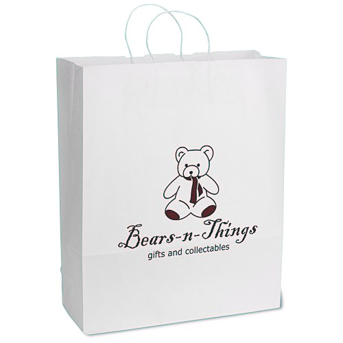White Kraft Paper Shopping Bag  - 19-1/4" x 16" - 24 hr Main Image