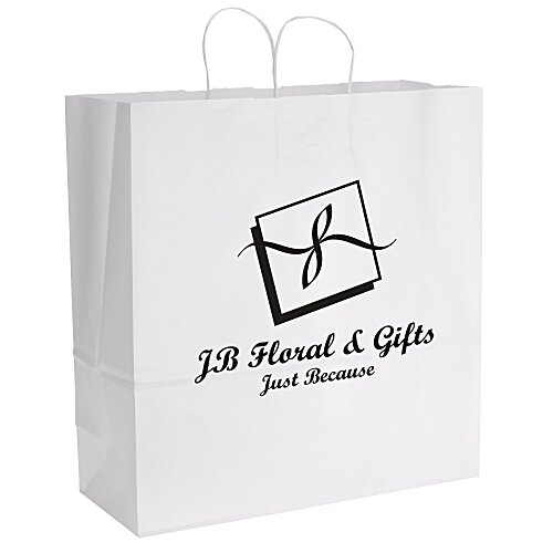 White Kraft Paper Shopping Bag - 18-3/4" x 18" - 24 hr Main Image