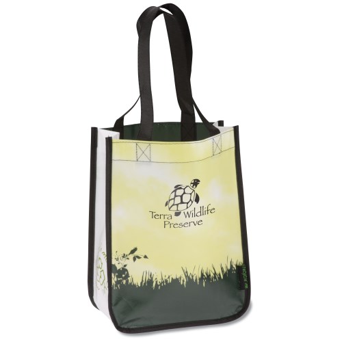 Laminated Polypropylene-12"x9"-Green Grass Tote-Closeout Main Image