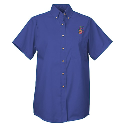 Soil Release Button Down SS Poplin Shirt - Ladies' - 24 hr Main Image