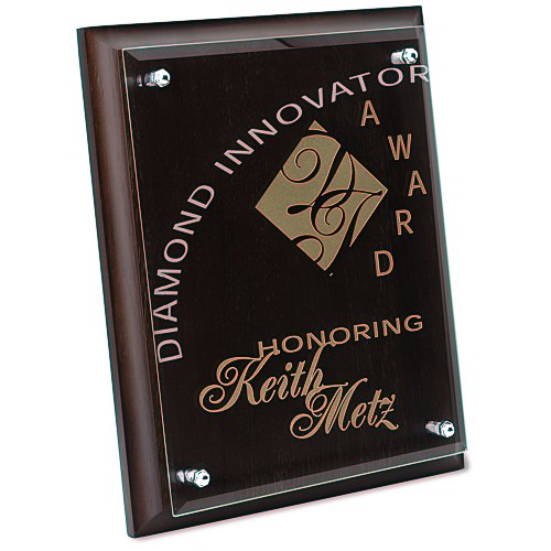 Walnut Finished Plaque with Jade Glass Plate - 10" Main Image