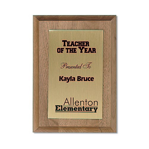 Walnut Finished Wood Plaque with Aluminum Plate - 7" Main Image