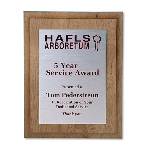 Walnut Finished Wood Plaque with Aluminum Plate - 9" Main Image