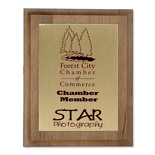 Walnut Finished Wood Plaque with Aluminum Plate - 10" Main Image