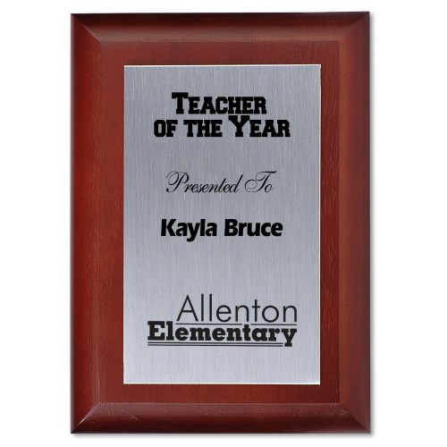 Cherry Finished Wood Plaque w/Aluminum Plate - 7" Main Image