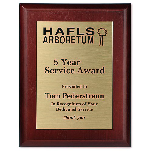Cherry Finished Wood Plaque with Aluminum Plate - 9" Main Image