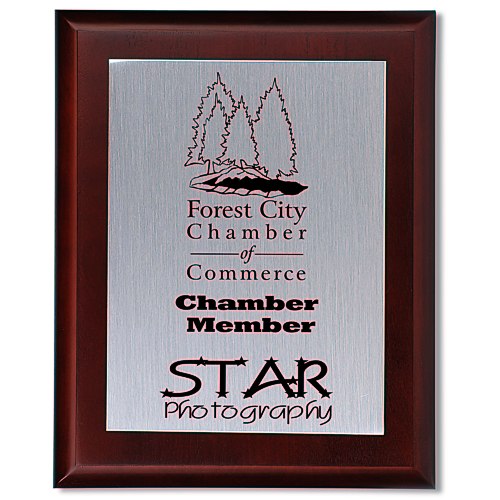 Cherry Finished Wood Plaque with Aluminum Plate - 10" Main Image