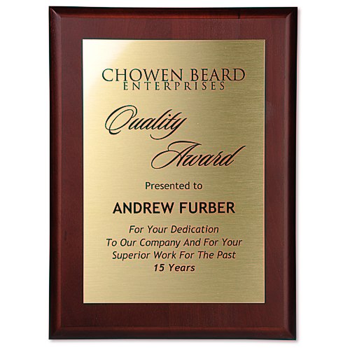 Cherry Finished Wood Plaque with Aluminum Plate - 12" Main Image
