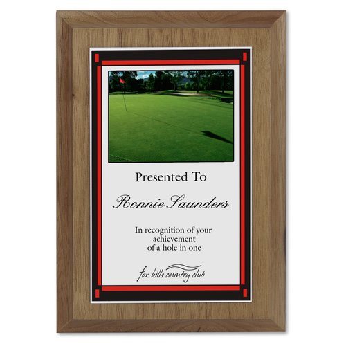 Walnut Finished Wood Plaque w/Digital Print - 7" Main Image