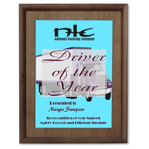 Walnut Finished Wood Plaque w/Digital Print - 9" Main Image