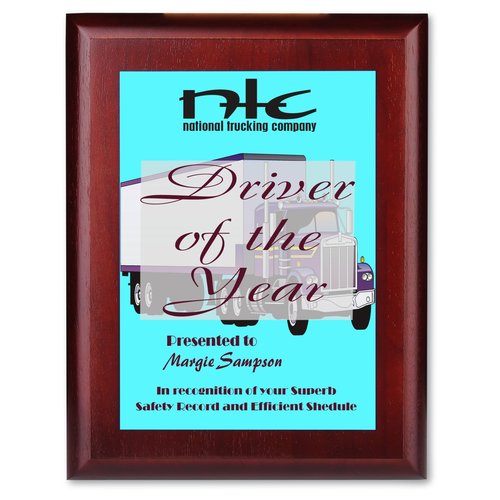 Cherry Finished Wood Plaque w/Digital Print - 9" Main Image