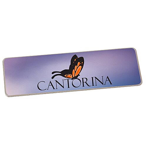 Metal Name Badge - Rectangle - 1 inch x 3 inches - Magnetic Back Main Image