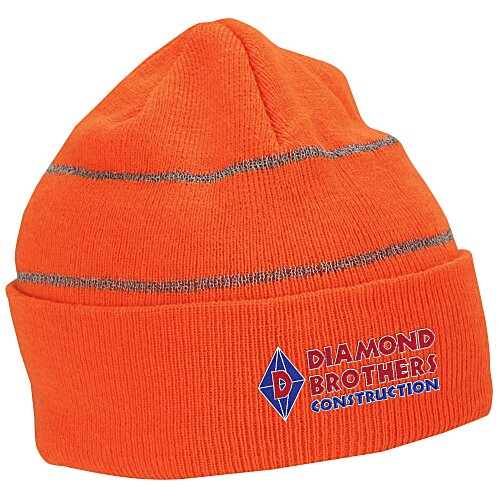 Knit Beanie with Reflective Stripes Main Image