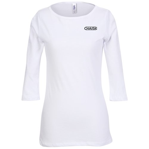 Bella 1/2 Sleeve Boatneck T-Shirt - White Main Image
