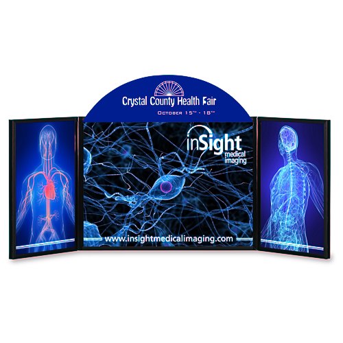 Briefcase Tabletop Display with Curved Header - 18" x 48" - Full Color Main Image