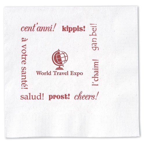 Beverage Napkin - 2-ply - White - Cheers Main Image